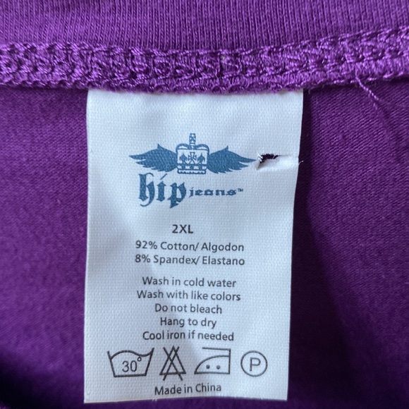 Hip Jeans Baltimore Ravens Purple Short Sleeve Tee with jeweled lips, Size 2XL - Picture 4 of 8